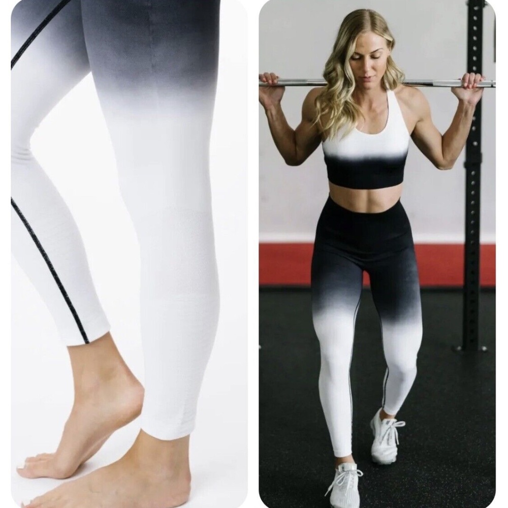 Zyia Black and White Ombre Performance Hi-Rise Leggings 7/8 size Medium